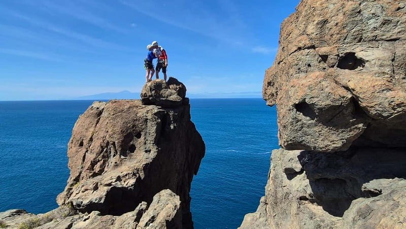 Agaete: Gran Canaria Coasteering. Marine Ferrata and Zipline - Climbing Along the Sea and the Chain Pass Moment