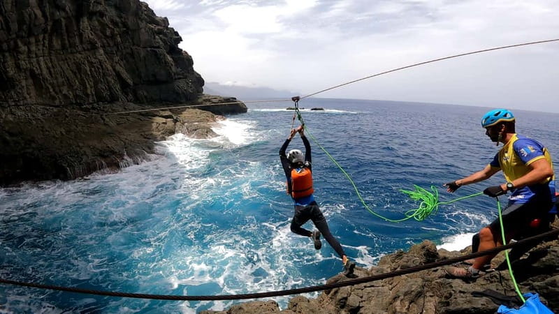 Agaete: Gran Canaria Coasteering. Marine Ferrata and Zipline - Marine Ferrata: The Atlantic Feeling Gets Stronger