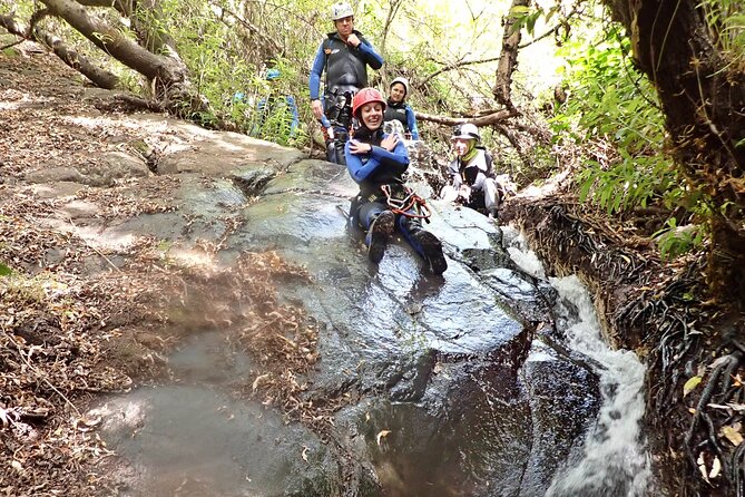 CANYONING aquatic and fun route in Gran Canaria - Safety isn’t an afterthought: helmets, wetsuits, and constant belay help