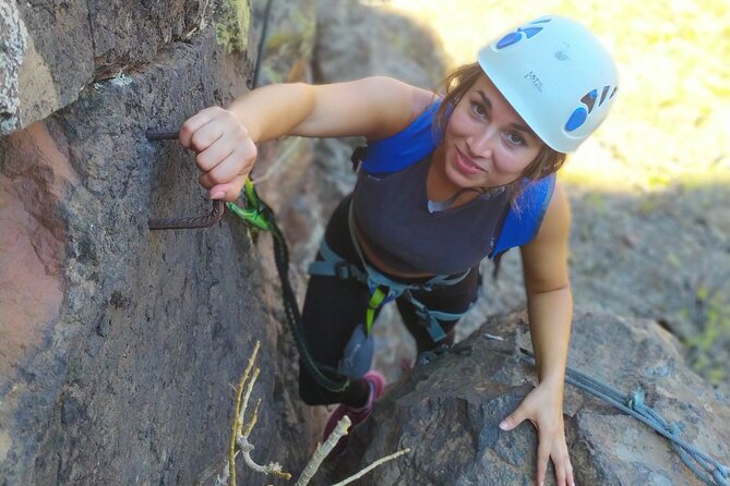 Climbing + Zipline + Via Ferrata + Cave. Adventure route in Gran Canaria - The Volcanic Tube Cave: Speleology Starter Mode