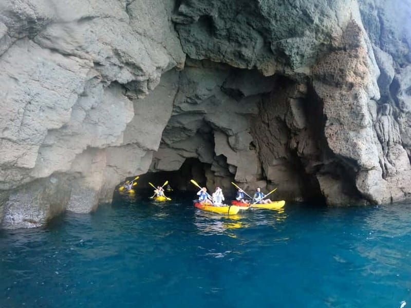 Puerto Mogán: Guided Adventure Kayak Tour in Caves & Snorkel - The 4 km Cave Route: volcanic coastline, wildlife checks, and wave reading